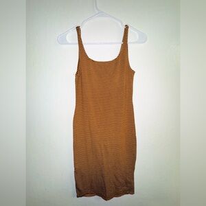 Striped Brown Sleeveless Dress